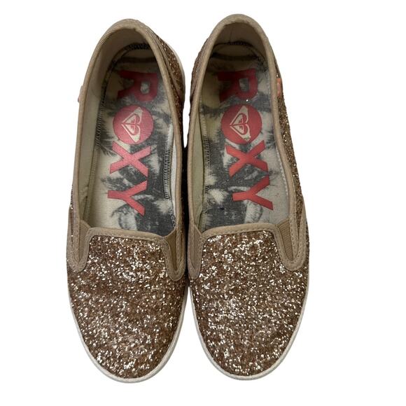 Roxy Womens Gold Glitter Drifter Slip On Sneakers Size 8 Rockabilly Y2K McBling - Picture 2 of 10